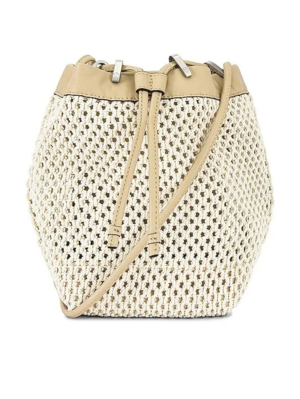 rag & bone Summer Dayton Crochet Bucket Bag Natural Net Leather